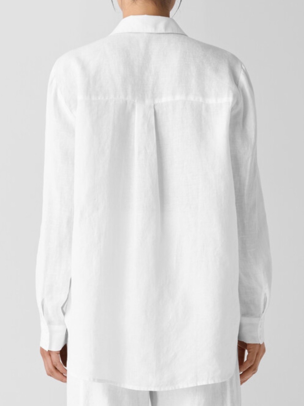 Eileen Fisher Organic Handkerchief Linen Classic Collar Shirt | color: white | M - Picture 2 of 9